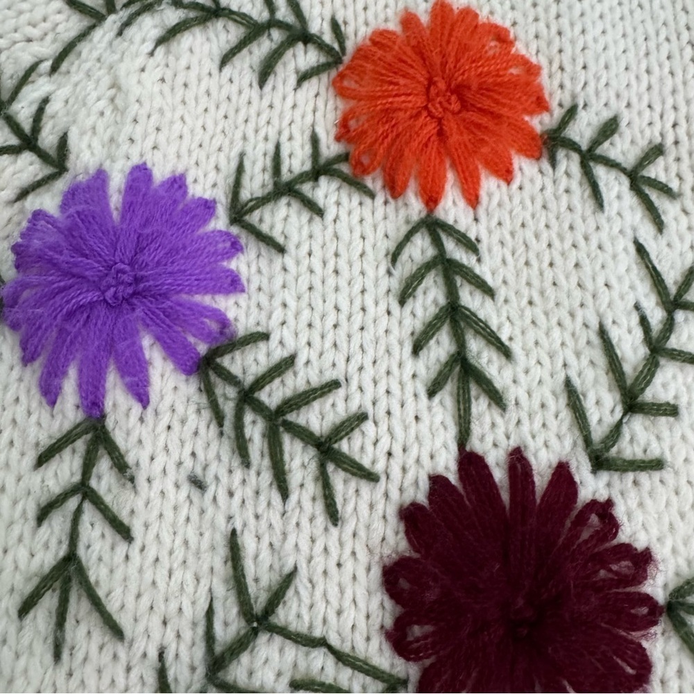 Kimlon Embroidered Floral Print Cardigan Sweater Size Large - Picture 16 of 16